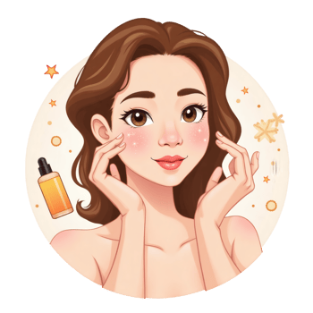 Smiling Woman with Glowing Skin and Serum png