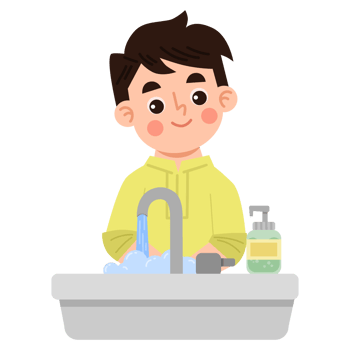 Illustration of Boy Washing Hands in Sink png