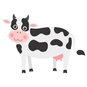 Illustration of a Black and White Dairy Cow png