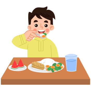 Illustration of Boy Eating a Healthy Meal png