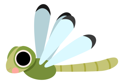 Cute dragonfly insect flat illustration png