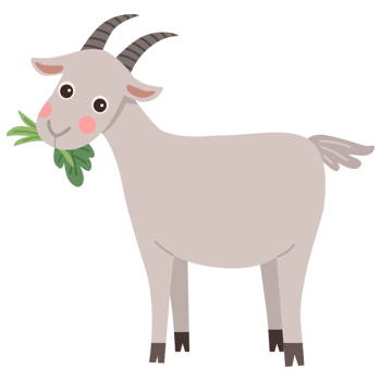Illustration of a goat eating grass png