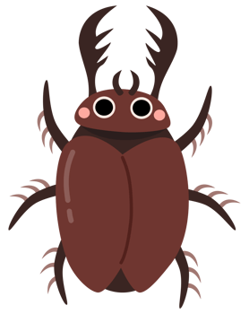Cartoon Illustration of a Brown Stag Beetle png