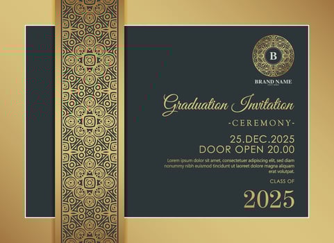 golden graduation invitation template vector