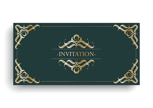 Elegant Golden Decorative Invitation Frame with Ornate Corners and Border vector
