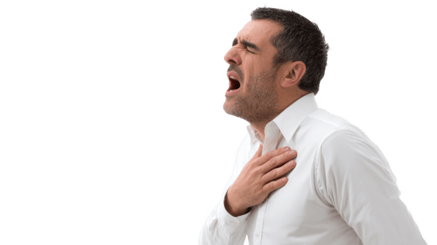 Manager gasping for breath on transparent background png