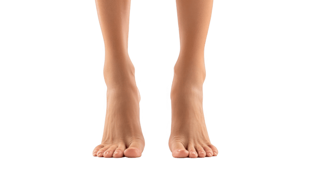 Woman showing her perfect feet on transparent background png