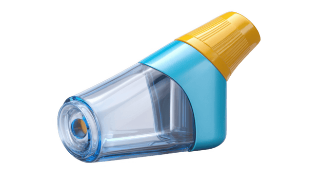 Modern inhaler device promoting respiratory health on transparent background png