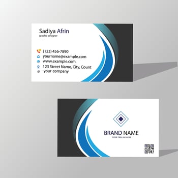Professional blue black and white business card design vector