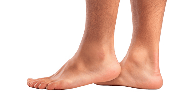 Man showing swelling in one foot on transparent background png