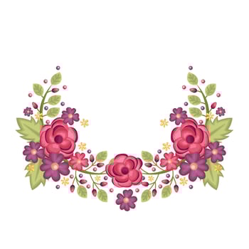 Beautiful Pink Flowers Arrangement Blossom Pink Decoration Cartoon Clipart Sticker vector