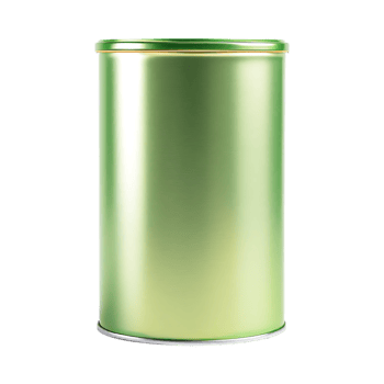 Green metal tin can mockup isolated png