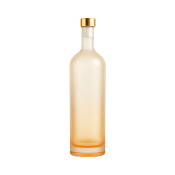 Elegant frosted glass bottle with gold cap. png
