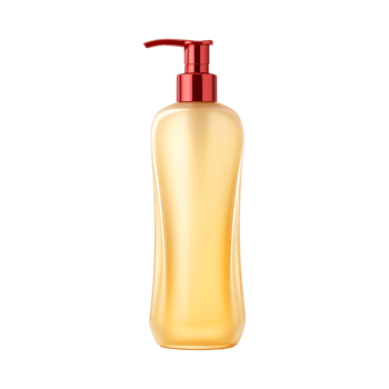 Amber bottle with pump dispenser, cosmetic product packaging mockup. png