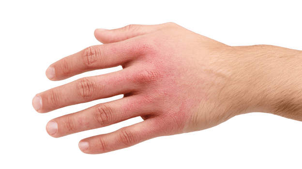 Man showing contact dermatitis symptoms on transparent background png