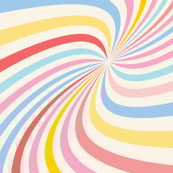 Colorful spiral waves, 70s groovy design, bold pastel flow, modern digital wallpaper, energetic and fun vector