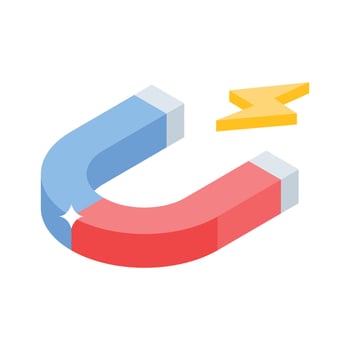 A modern isometric icon of classroom demonstration horseshoe magnet vector