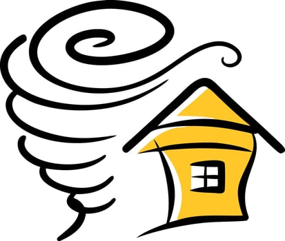 A house with a tornado and a tornado vector