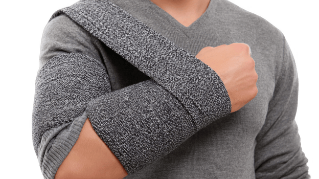 Man wearing arm sling on transparent background, healthcare and recovery concept png