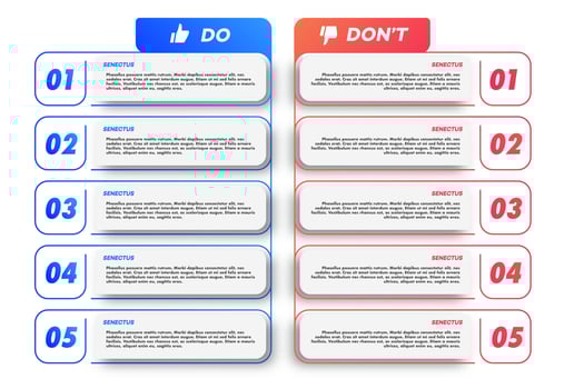 Do and dont infographic design template trendy color vector