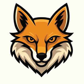 Fierce Orange Fox Head Mascot Logo Cartoon Style Graphic Illustration vector