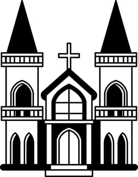 black and white illustration of a church vector