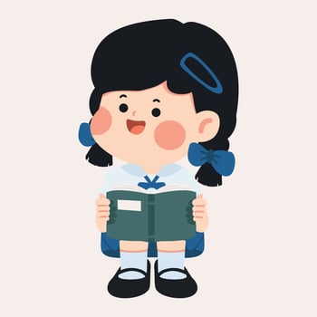 Illustration of Schoolgirl Reading a Book vector