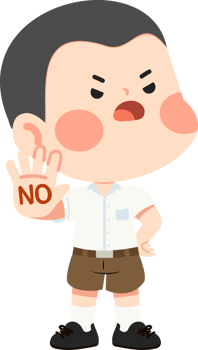 cartoon boy with a no sign on his hand student png