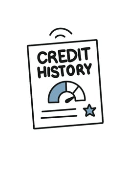 Credit history document in doodle style vector