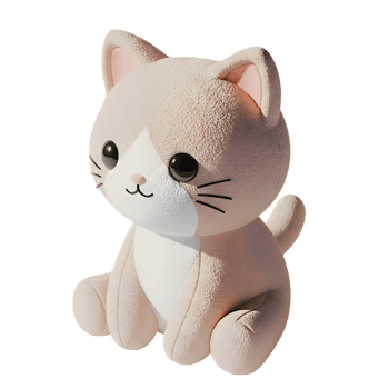 minimalist 3D cute cat doll in cheerful and fun design png