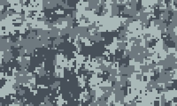 Abstract digital camouflage pattern in shades of grey and blue. Perfect for backgrounds, textures, or militarythemed designs. Versatile image conveying concealment, strategy, or modern technology. vector