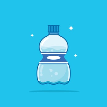 Plastic water bottle, healthy blue drinking water packed in a 330ml PET bottle with a cute pumpkin shape, recyclable and easy to store liquids. vector