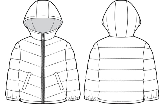 Kids puffer hooded down coat vector