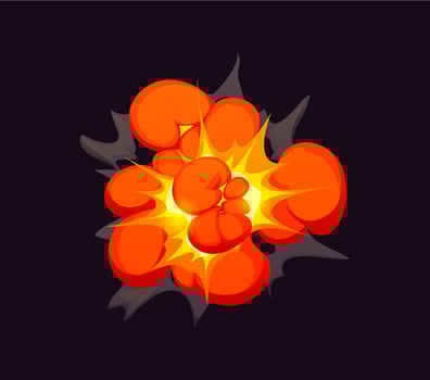 Cartoon bomb explosion blast fire and smoke vector
