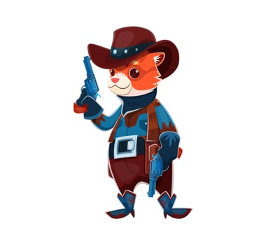 Cartoon fox cowboy or sheriff animal character vector