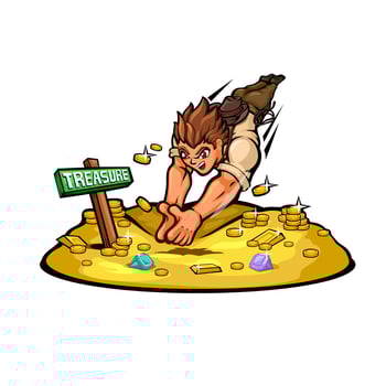 Diving character in treasure illustration vector