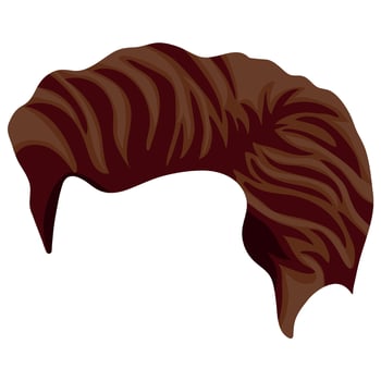 Men's smooth brown hair styling template side view for male characters vector
