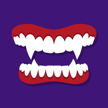 Vampire jaws with long sharp fangs. Vampire teeth vector