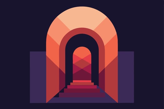 Abstract Geometric Entrance Pathway Red Orange Design vector