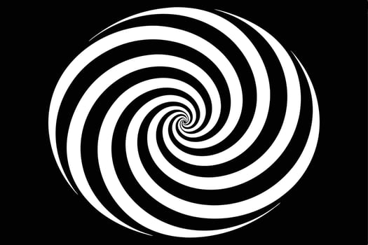 Hypnotic Black White Spiral Illusion Rotating Vortex Design vector