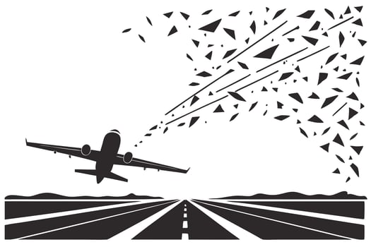 Airplane Disintegration Runway Catastrophe, Flight Debris, Air Crash vector