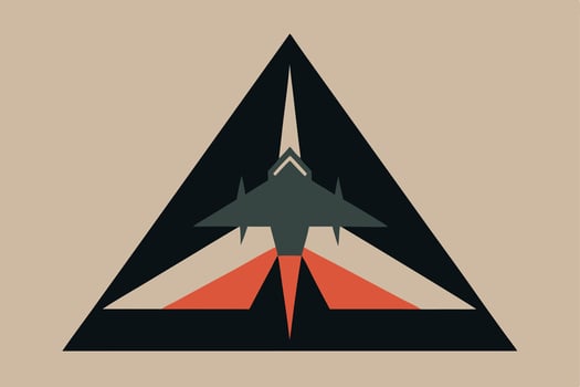 Stealth Fighter Jet Triangle Abstract Geometric Military Aviation Art vector