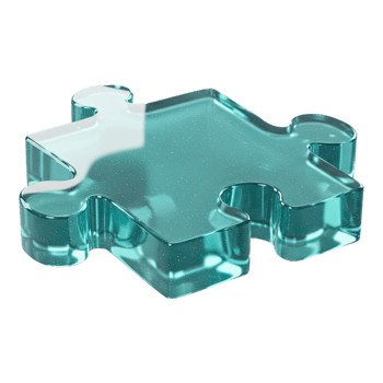 Glossy teal puzzle piece symbolizing connection, strategy, and solutions png