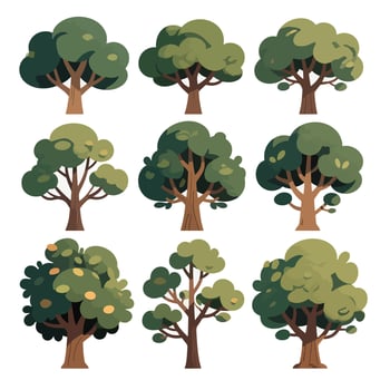 colorful cartoon trees collection vector