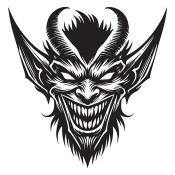 Longhorn Skull Sublimation Design with Demon Style vector