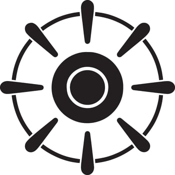 Simple black and white ship wheel icon vector