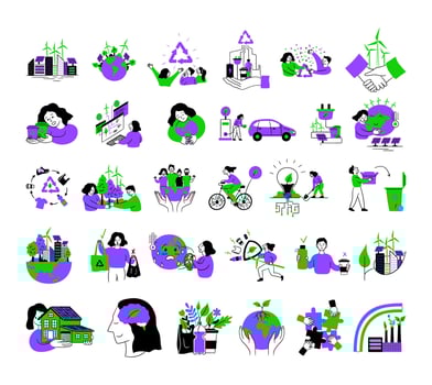 Illustrations of sustainable living concepts vector