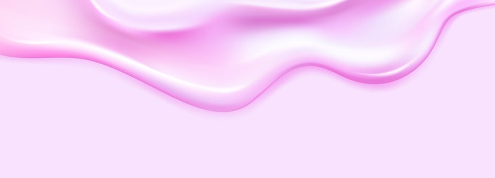 Glossy pink sugary wave flowing down, ice cream texture. vector