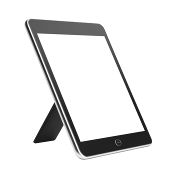 3D Tablet Side View with Blank Screen on Transparent Background png