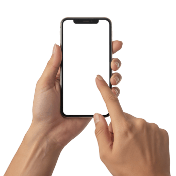 Finger Pointing at Phone Display on Transparent Background png
